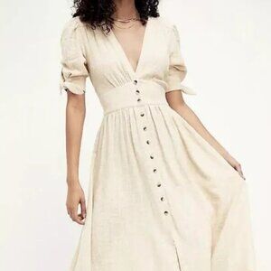 Free People Love of my ife Midi Dress - Off White - Large